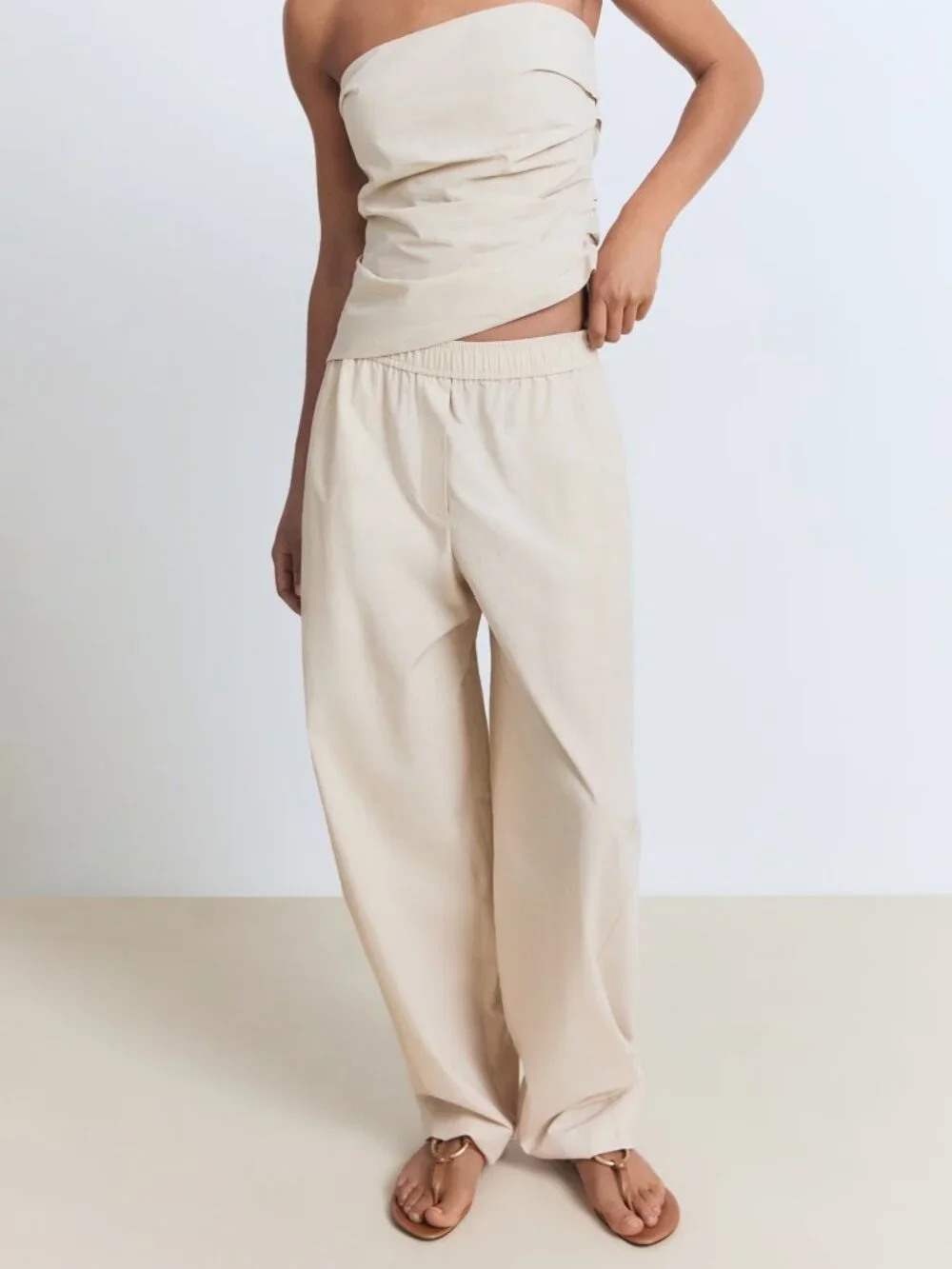 MANGO NWT Cotton Paperbag Pants